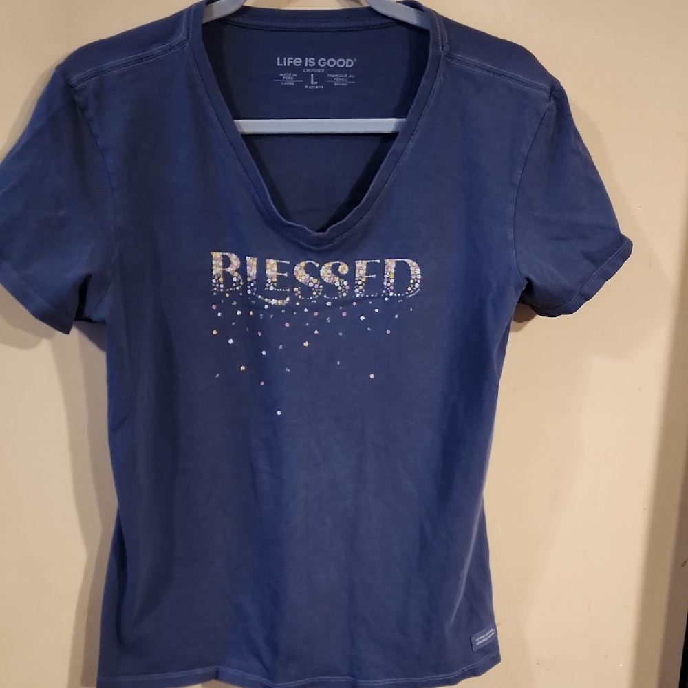 Life Is Good Women's Blue 'Blessed' Tee